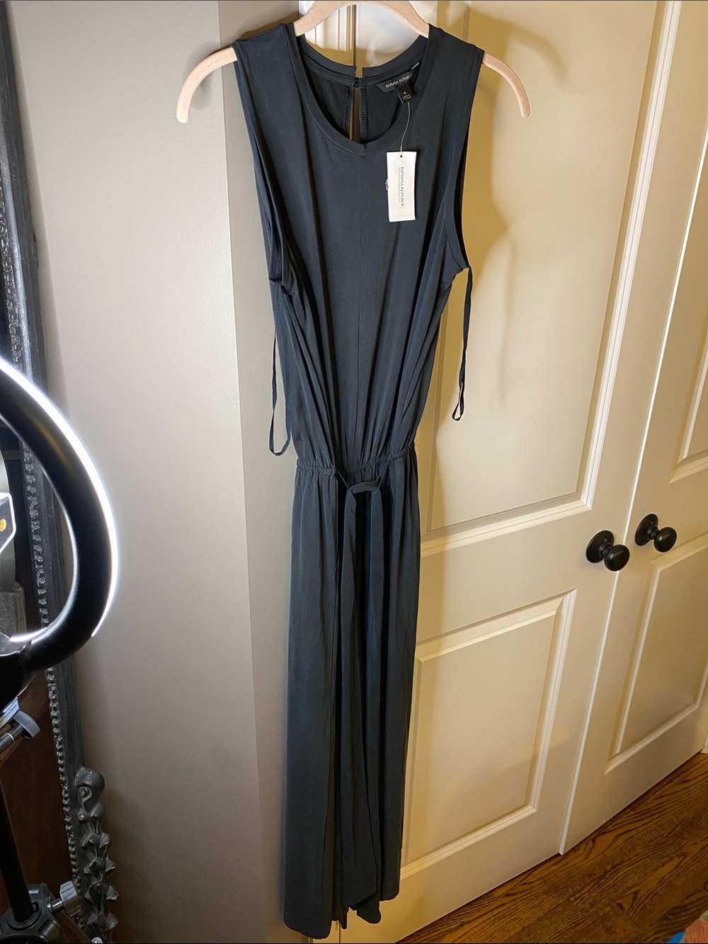 Banana Republic Black Sleeveless Maxi with Drawstring Waist